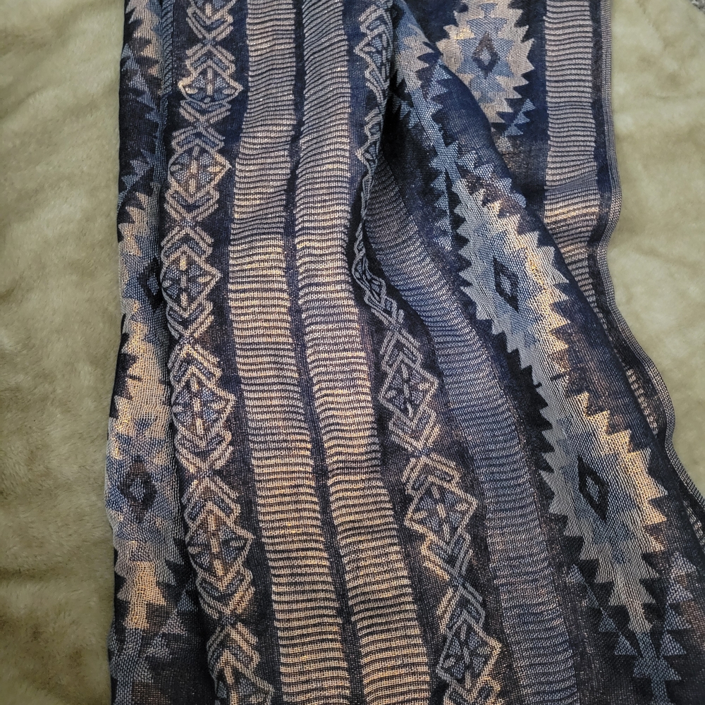 West Loop Blue and Gold Patterned Scarf/Pashmina